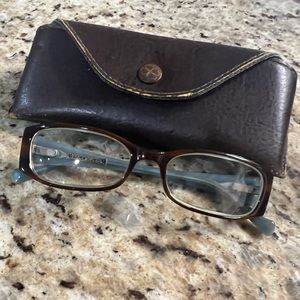 Lucky brand glasses. Prescription lenses. Dark brown and blue